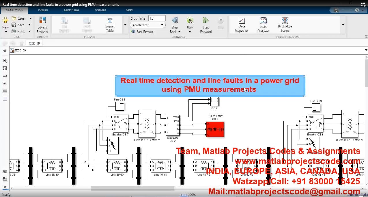 Real Time Detection And Line Faults In A Power Grid Using Pmu Measurements project simulation thumbnail for Renewable Energy Engineering