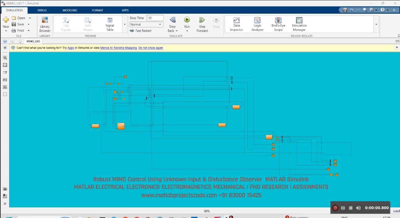 Robust MIMO Control Using Unknown Input & Disturbance Observer MATLAB Simulink project thumbnail image