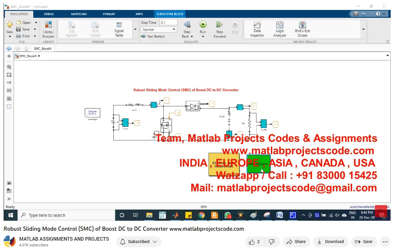 Robust Sliding Mode Control Smc Of Boost Dc To Dc Converter-Matlab Simulink-Electrical Assignments-Projects-Phd Research project simulation thumbnail for Power Electronics Engineering