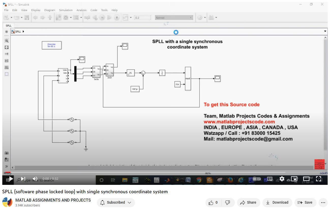 Spll Software Phase Locked Loop With Single Synchronous Coordinate System project simulation thumbnail for Electrical Engineering
