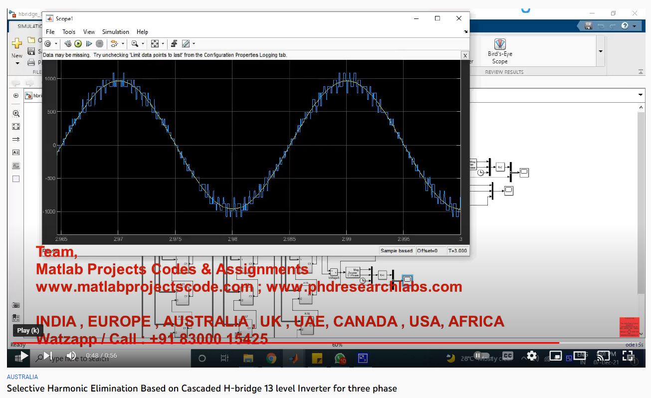 Selective Harmonic Elimination based on Cascaded H-Bridge 13 Level Inverter for Three Phase-MATLAB SIMULINK project simulation thumbnail for Renewable Energy Engineering