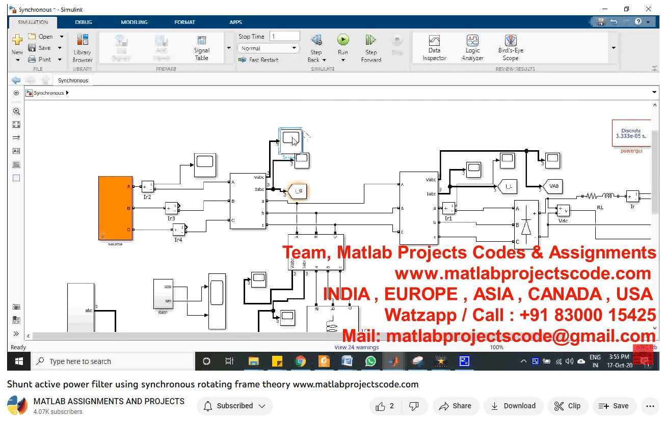 Shunt Active Power Filter Using Synchronous Rotating Frame Theory-Matlab Simulink-Electrical Assignments-Projects-Phd Research project simulation thumbnail for Renewable Energy Engineering