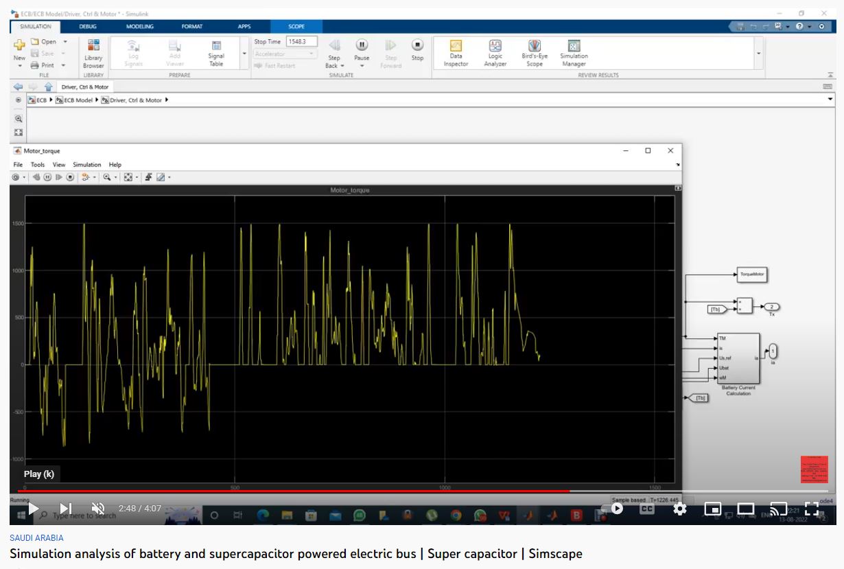 Simulation and Analysis of Battery and Supercapacitor Powered Electric Bus project simulation thumbnail for Renewable Energy Engineering