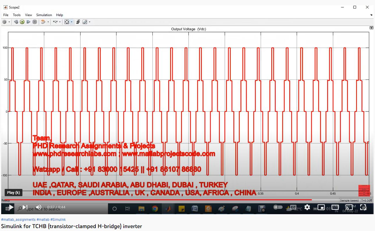SIMULINK for TCHB (transistor-Clamped H-Bridge) Inverter project simulation thumbnail for Renewable Energy Engineering