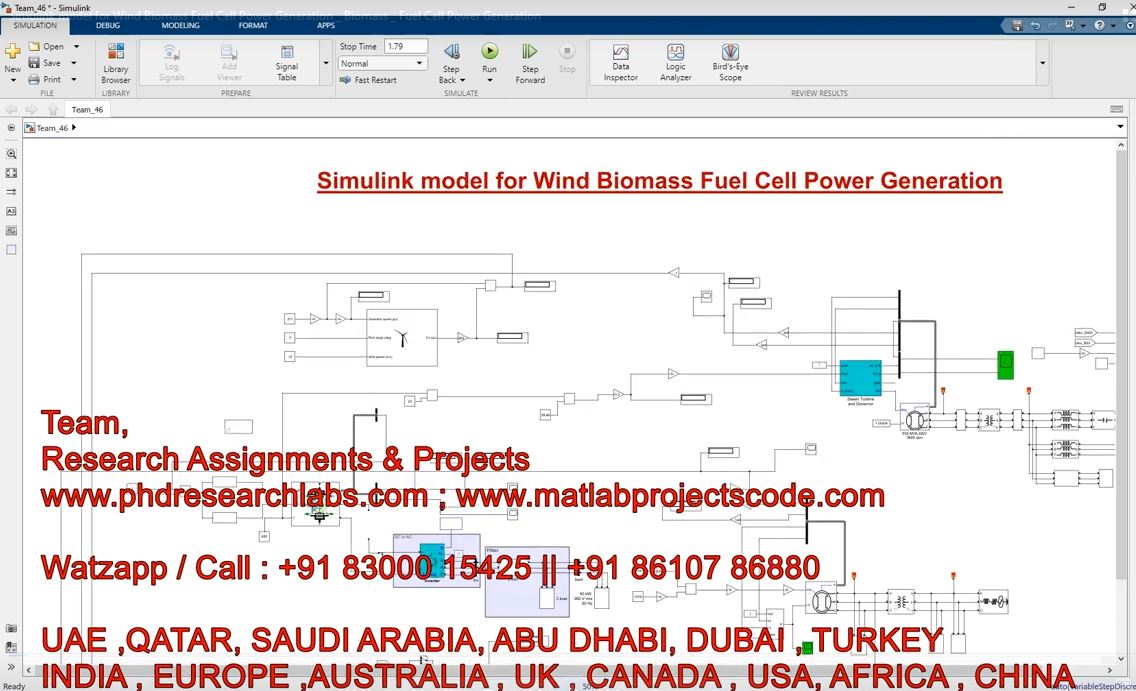 SIMULINK Model for Wind Biomass Fuel Cell Power Generation - Biomass - Fuel Cell Power Generation project simulation thumbnail for Renewable Energy Engineering