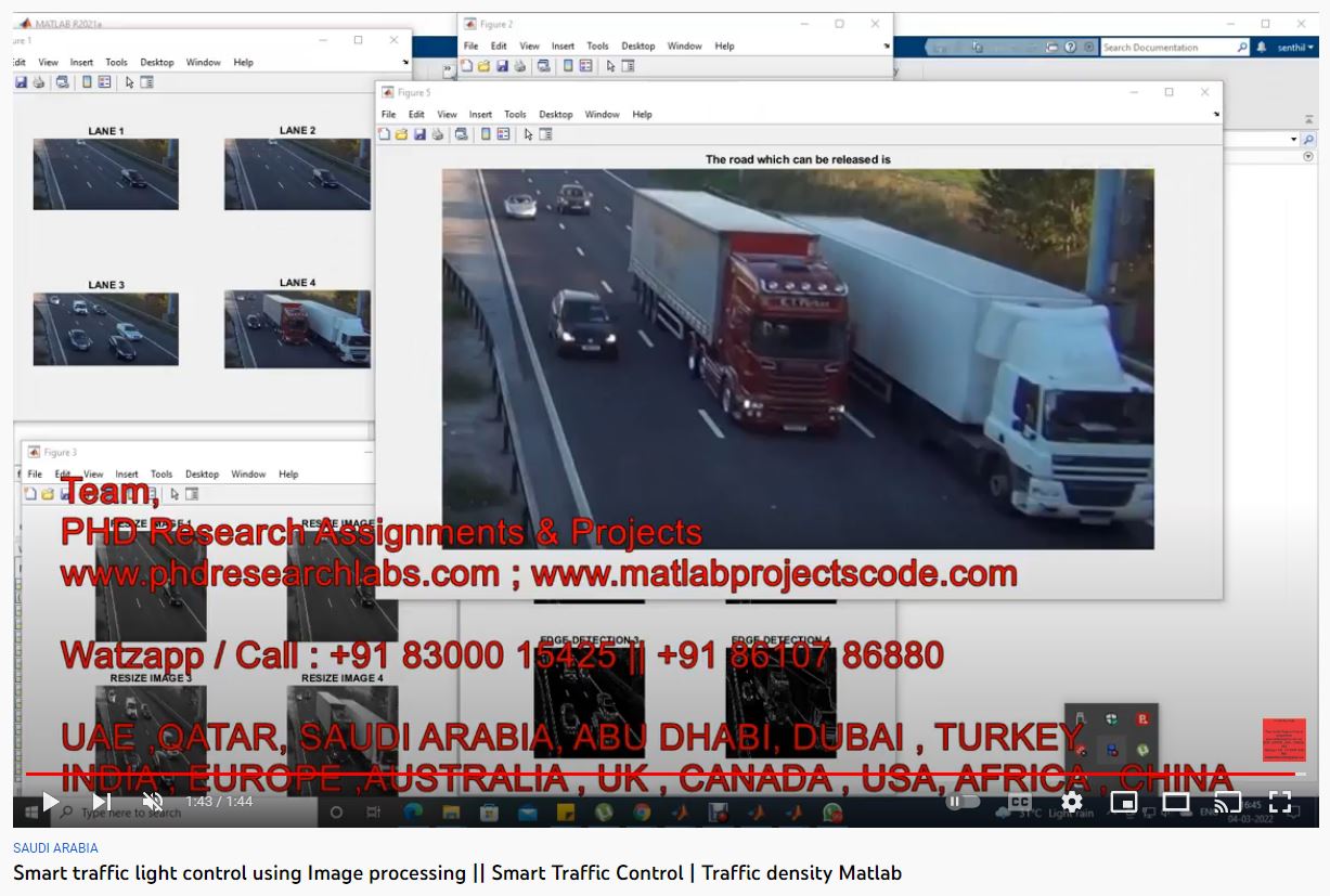Smart Traffic Light Control using Image Processing - Smart Traffic Control - Traffic Density MATLAB PhD Research project simulation thumbnail for Signal Processing and AI Engineering