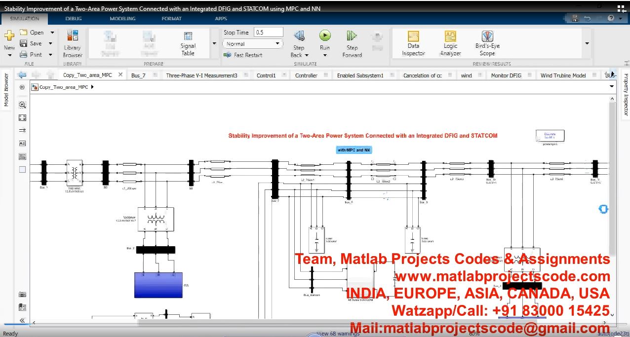 Stability Improvement Of A Two-Area Power System Connected With An Integrated Dfig And Statcom Using Mpc And Nn project simulation thumbnail for Renewable Energy Engineering