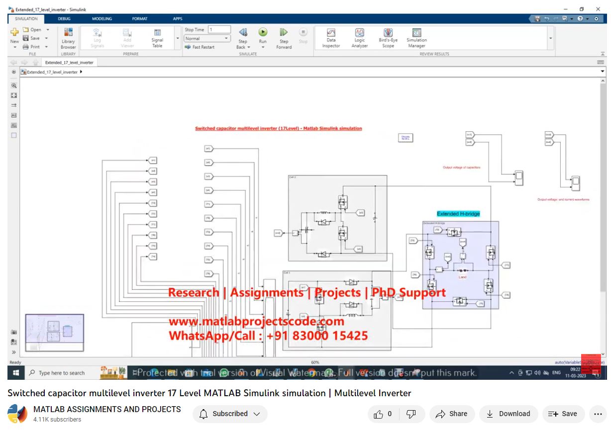 Switched Capacitor Multilevel Inverter 17Level - Matlab Simulink Simulation project simulation thumbnail for Power Electronics Engineering