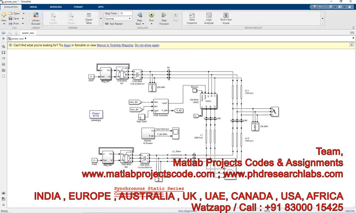 Synchronous Static Series Compensator Sssc __ Matlab Simulink __ Sssc __ Power Flow Analysis project simulation thumbnail for Renewable Energy Engineering
