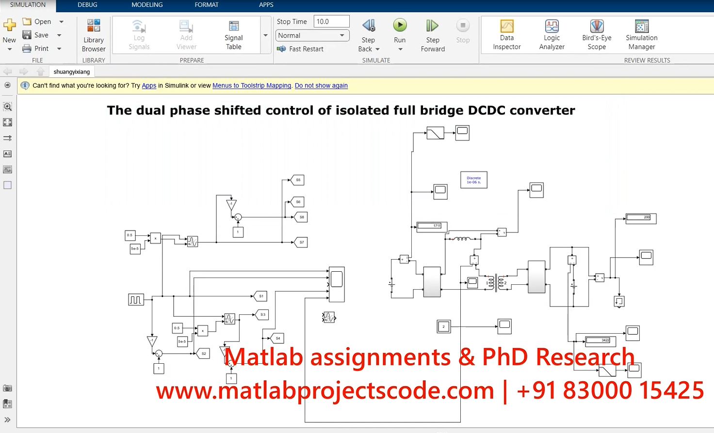 The Dual Phase Shifted Control Of Isolated Full Bridge Dcdc Converter - Electrical project simulation thumbnail for Power Electronics Engineering