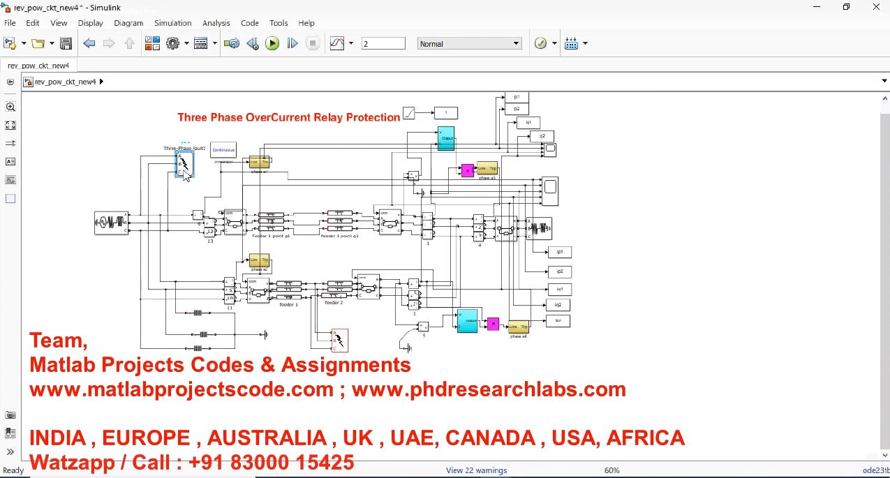 Three Phase Overcurrent Relay Protection | MATLAB Project