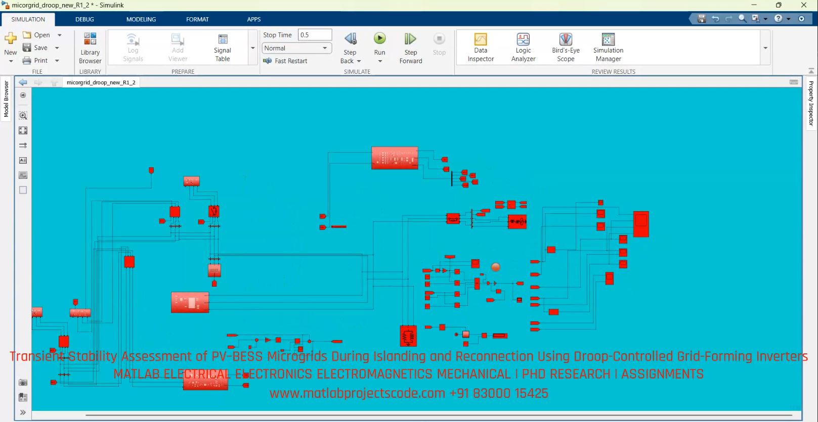 Transient Stability Assessment of PV-BESS Microgrids During Islanding and Reconnection Using Droop-Controlled Grid-Forming Inverters simulation output thumbnail