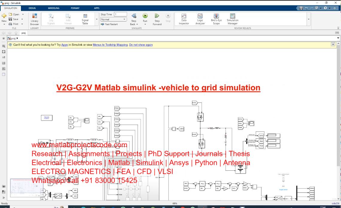 V2G-G2V Vehicle To Grid Simulation-Electrical Matlab Simulink Simulation project simulation thumbnail for Mechanical, EV and Mechatronics Engineering