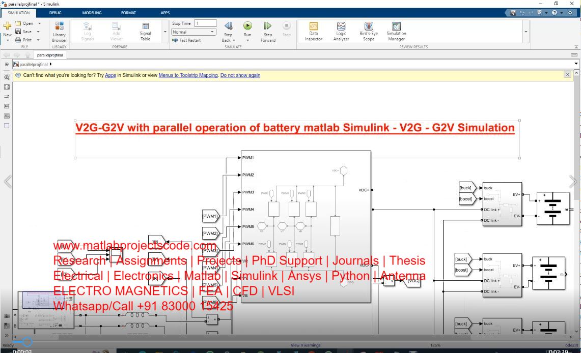V2G-G2V With Parallel Operation Of Battery - V2G - G2V Simulation-Electrical Matlab Simulink Simulation project simulation thumbnail for Electrical Engineering