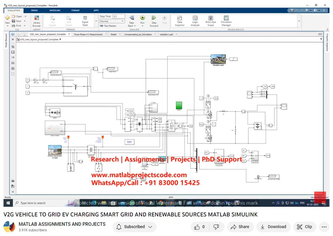 V2G-Vehicle To Grid Ev Charging Smart Grid And Renewable Sources Matlab Simulink project simulation thumbnail for Renewable Energy Engineering