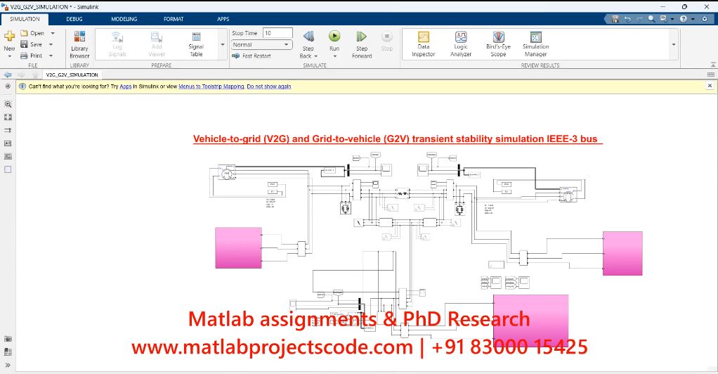 Vehicle-To-Grid V2G And Grid-To-Vehicle G2V Transient Stability - Ieee 3 Bus project simulation thumbnail for Renewable Energy Engineering