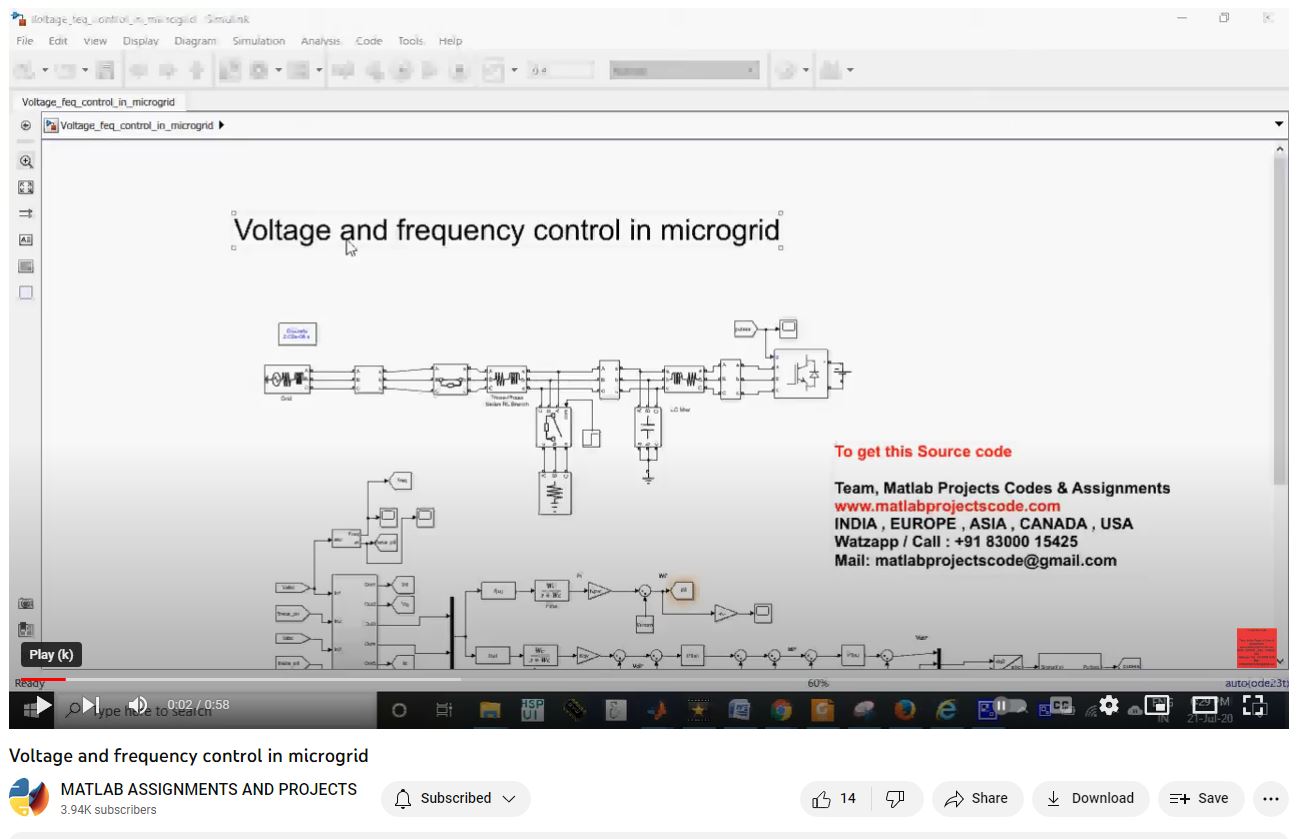 Voltage And Frequency Control In Microgrid project simulation thumbnail for Renewable Energy Engineering