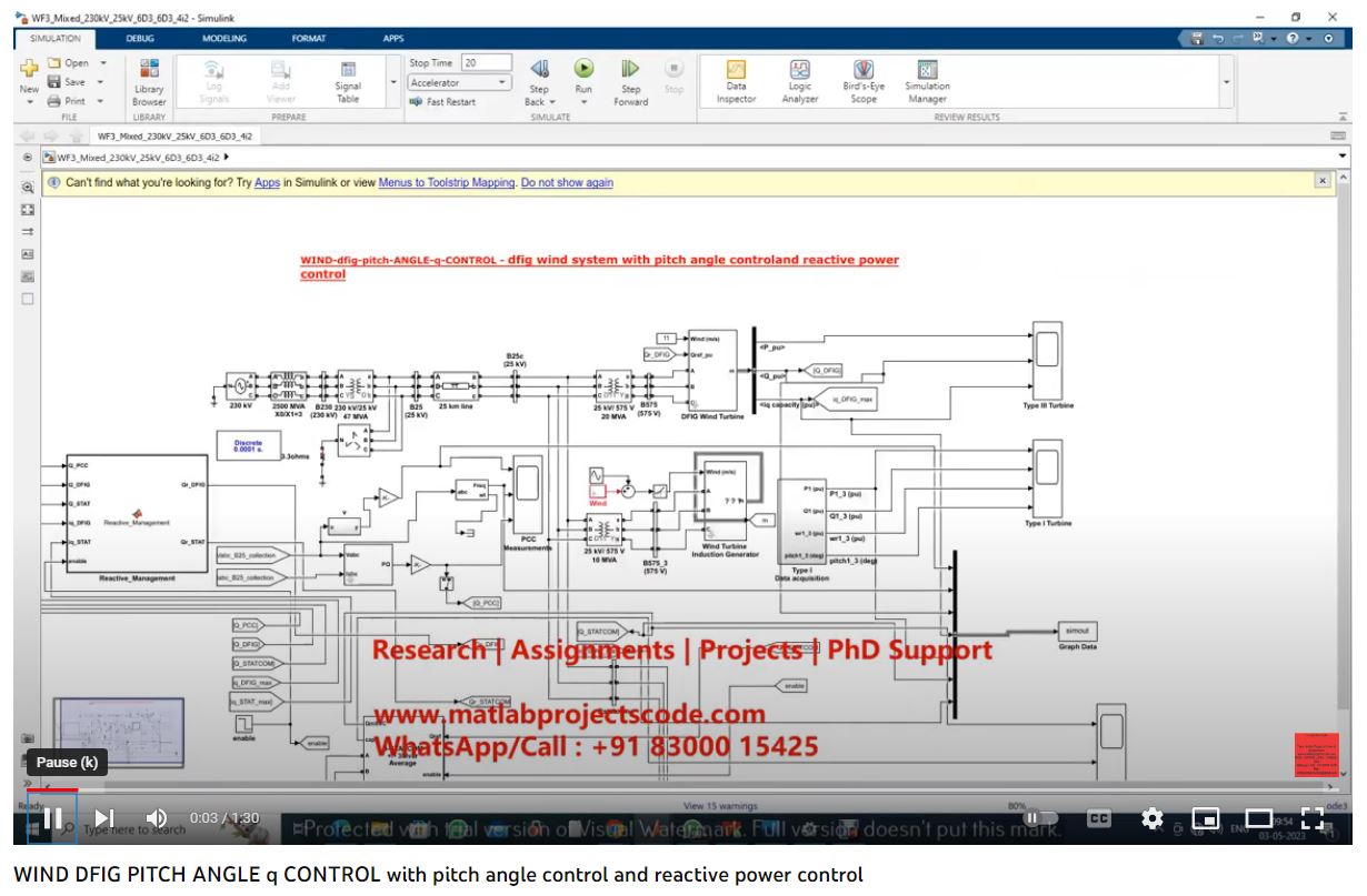 Wind-Dfig-Pitch-Angle-Q-Control - Dfig Wind System With Pitch Angle Controland Reactive Power Control project simulation thumbnail for Renewable Energy Engineering