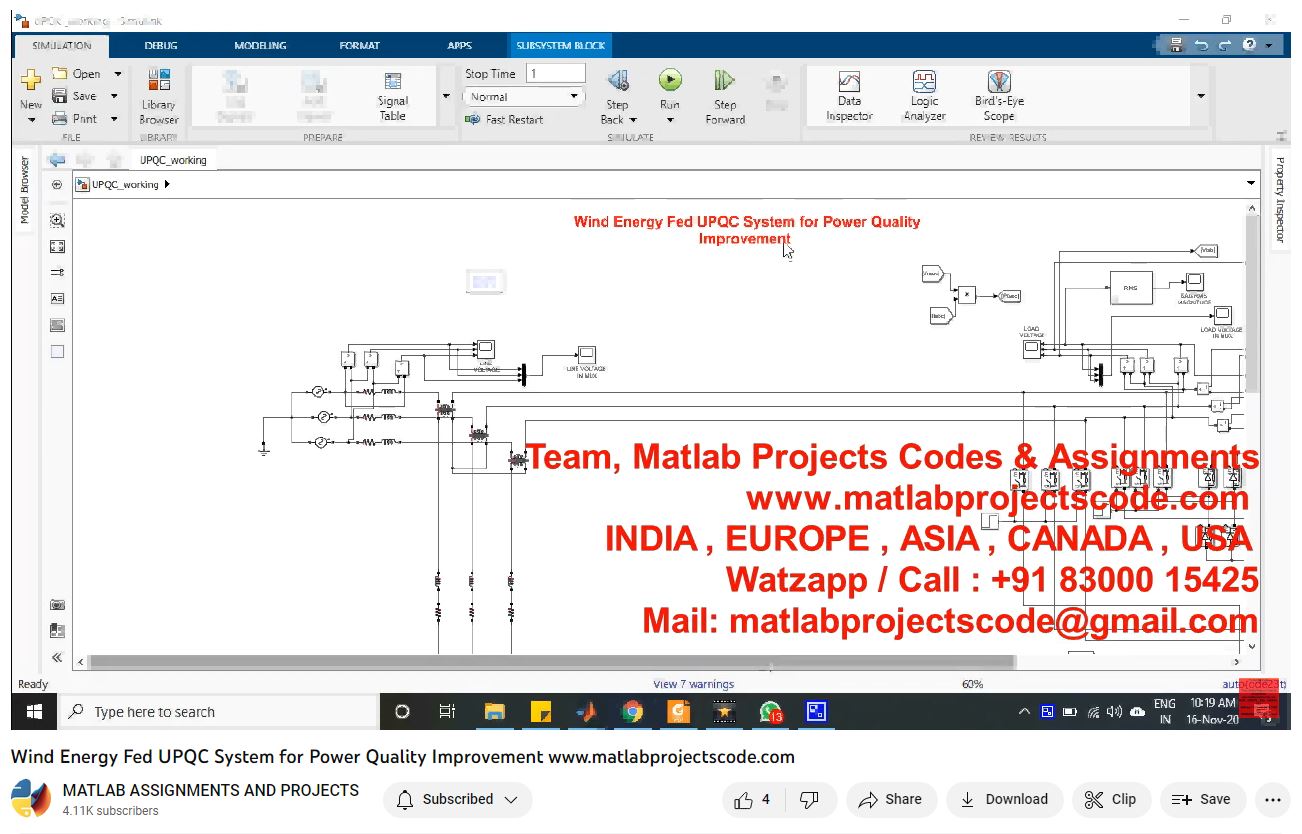 Wind Energy Fed Upqc System For Power Quality Improvement-Matlab Simulink-Electrical Assignments-Projects-Phd Research project simulation thumbnail for Renewable Energy Engineering