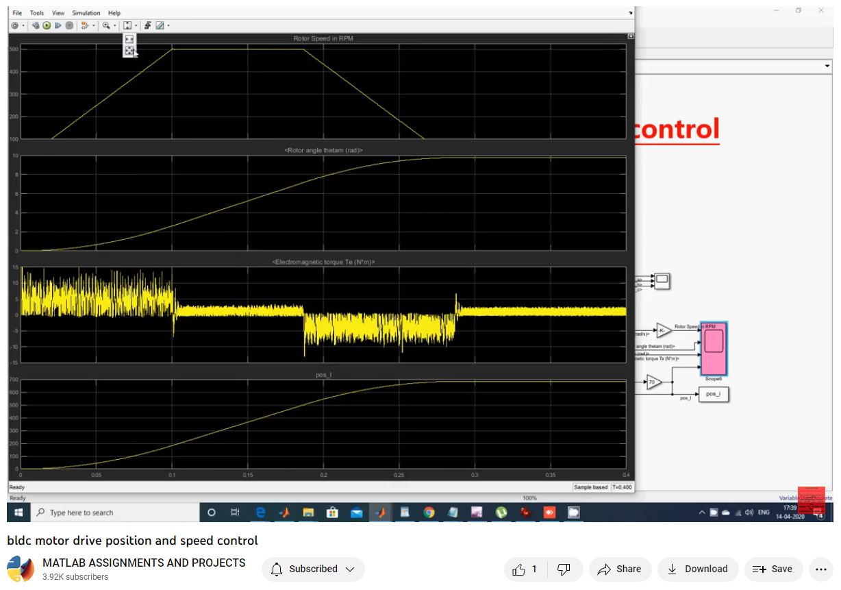 Bldc Motor Drive Position And Speed Control project simulation thumbnail for Mechanical, EV and Mechatronics Engineering