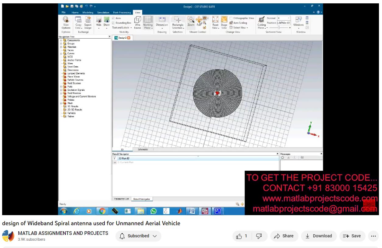 Design of Wideband Spiral Antenna Used for Unmanned Aerial Vehicle project simulation thumbnail for Electromagnetics and RF Engineering