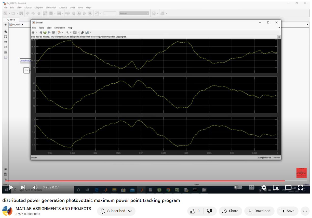Distributed Power Generation Photovoltaic Maximum Power Point Tracking Program project simulation thumbnail for Renewable Energy Engineering